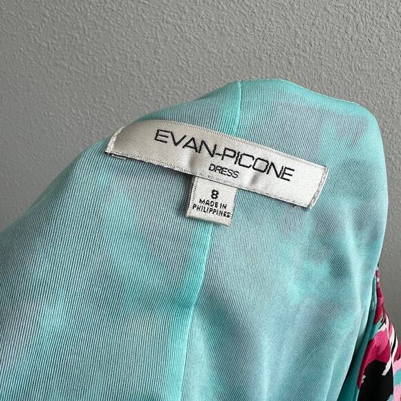 Evan Picone Cocktail Dress Women's 8 Pink Abstract V-neck Stretch Knee Length - Picture 4 of 4